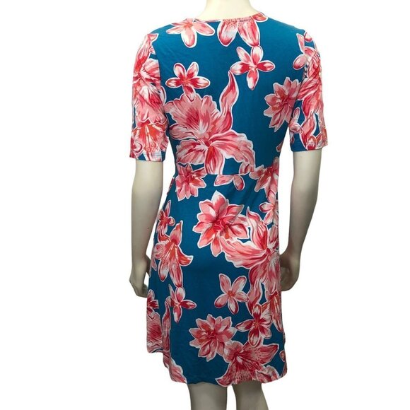 HEYTON V -NECK  FLORAL SHORT SLEEVE DRESS SIZE‎ SM - Picture 4 of 5
